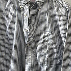 Brooks Brothers White Shirt with Blue Check Pattern